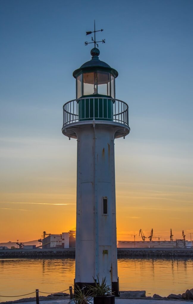 lighthouse, beacon, port, light, sea, travel, nautical, tower, coast, navigation, nature, water, landmark, night, building, signal, searchlight, house, seaside, beam, symbol, safety, architecture, warning, lamp, blue safety, blue lamp